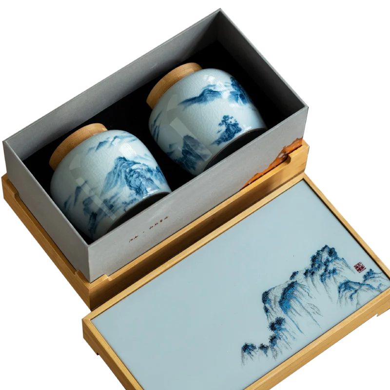 

Box Wooden Ceramic Tea Jar Luxury Kitchen Portable Tea Storage Container Organizer Pojemnik Na Herbate Vintage Packaging EA60CG