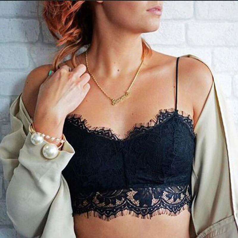 

Meihuida Fashion Women Lady Lace Floral Soft Strap Bras Tops Tube Chest Wrap Bandeau Underwear Black White