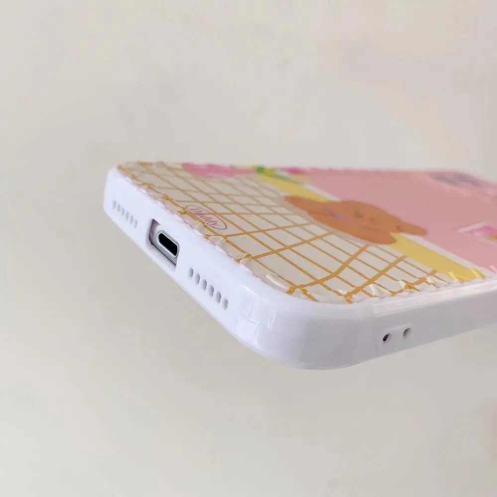 

INS Cute Cartoon Bear soft phone case for iphone 11pro MAX XS XR 7 8 plus X SE2 Cloud line border Straight edge protection Cover