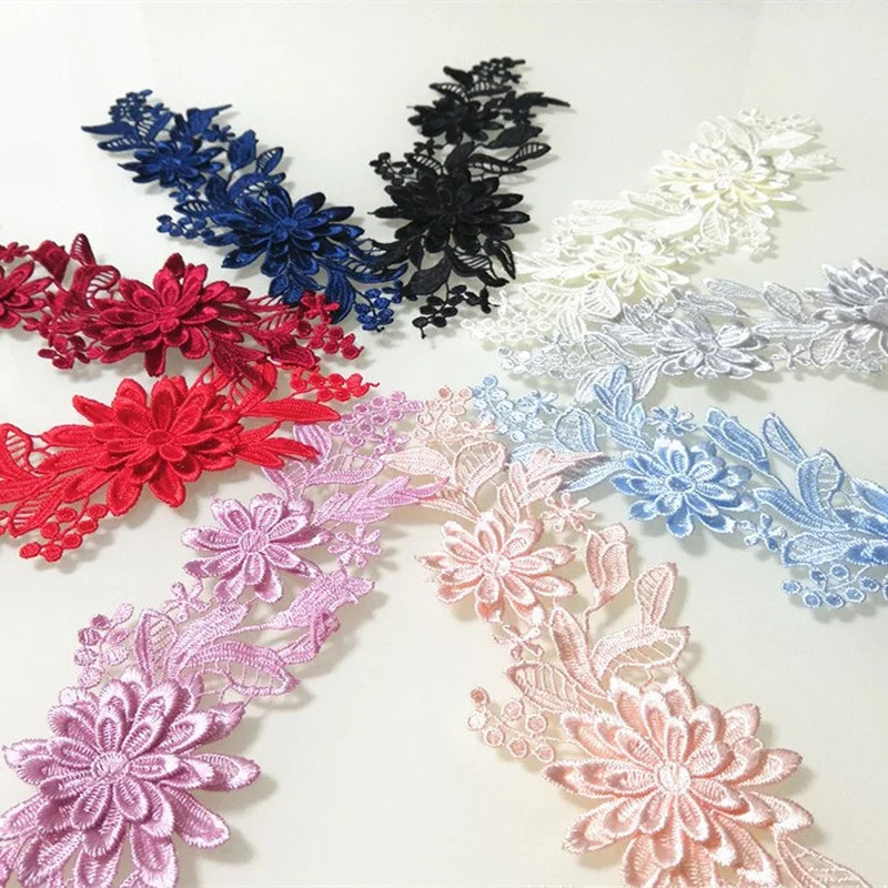 1Pair New 3D Flower Lace Collar Embroidery Applique Neckline DIY Sewing Decoration Craft Wedding Dress Accessories Scrapbooking | Дом и сад