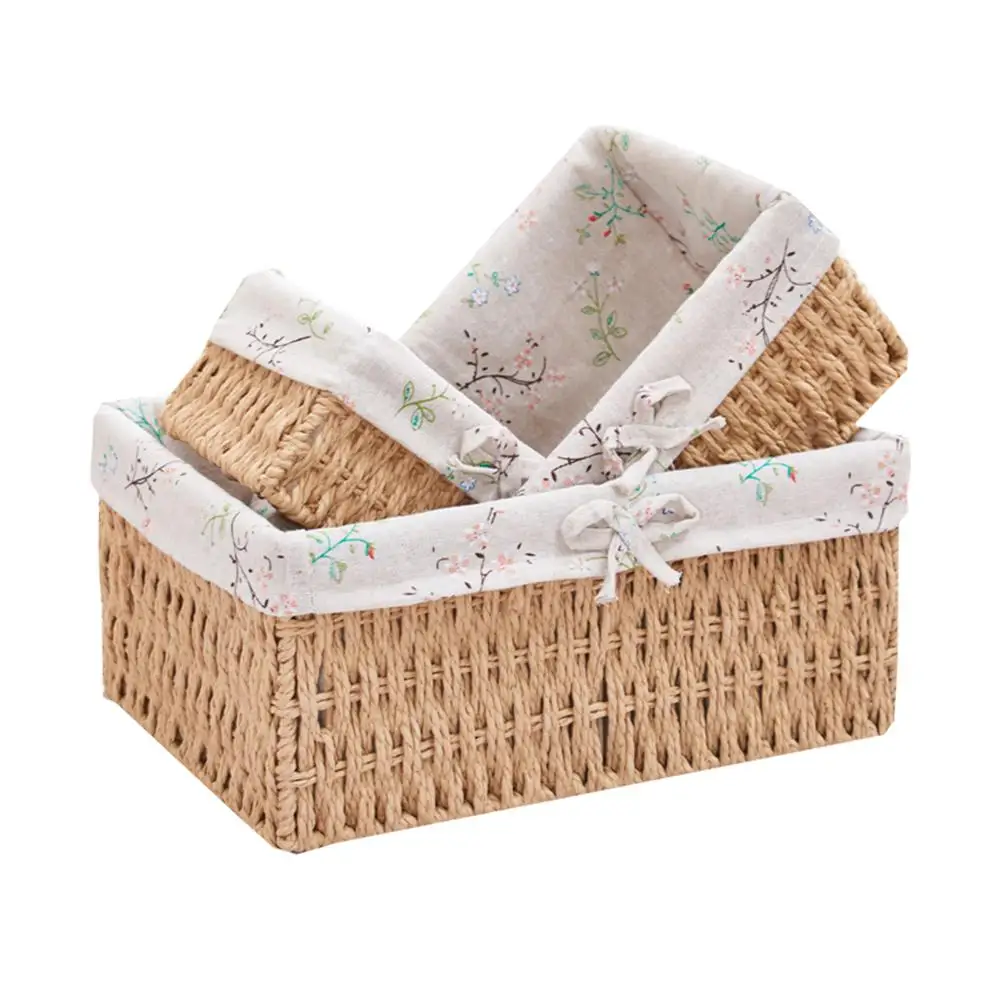 3PCS Storage Basket Wicker Bin Display Organizer Wardrobe Desktop Snack Box For Bathroom Bedroom Kitchen Gift | Дом и сад