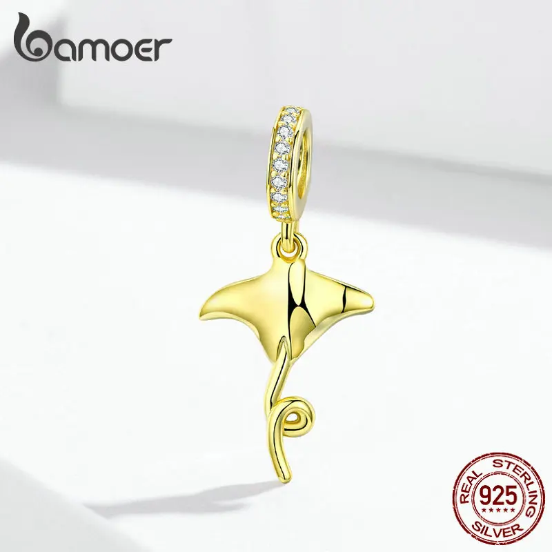 Bamoer Manta Ray Pendang Шарм для женщин Серебряный браслет со змеей или ожерелье 925 пробы серебро золото цвет ювелирные изделия SCC1275