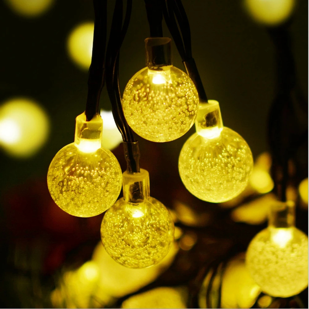 NEW 30LED Crystal Ball LED Solar Lamp Power LED String Fairy Lights Solar Garlands Garden Christmas Decor For Outdoor