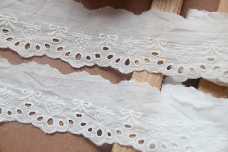 6 см в ширину 3 ярда/партия бежевая/белая хлопковая кружевная ткань с отделкой