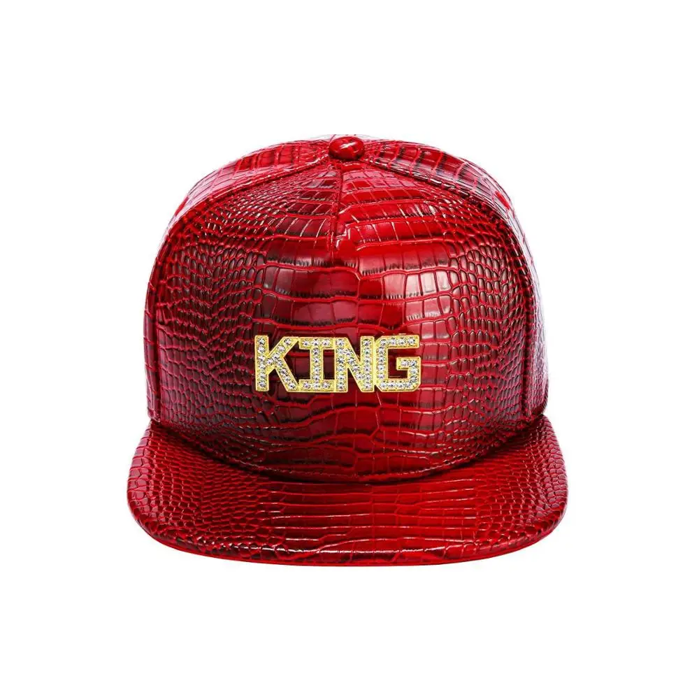 Новая Стразы кепки Золотой KING бейсбольная кепка кожа Snapback шапки в стиле хип хоп