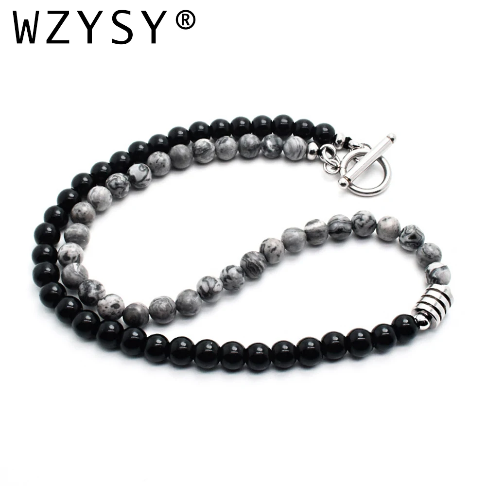 Высококачественное ожерелье из нержавеющей стали с натуральным камнем Мужская