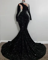 sparkly black and white mermaid evening dresses high neck beaded formal dress party gown for women custom made robe de soiree