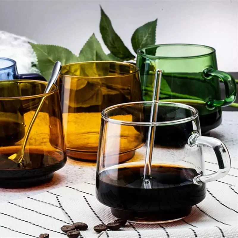 300 мл стеклянная чашка с двойными стенками кофейная кружка цветная термостойкая