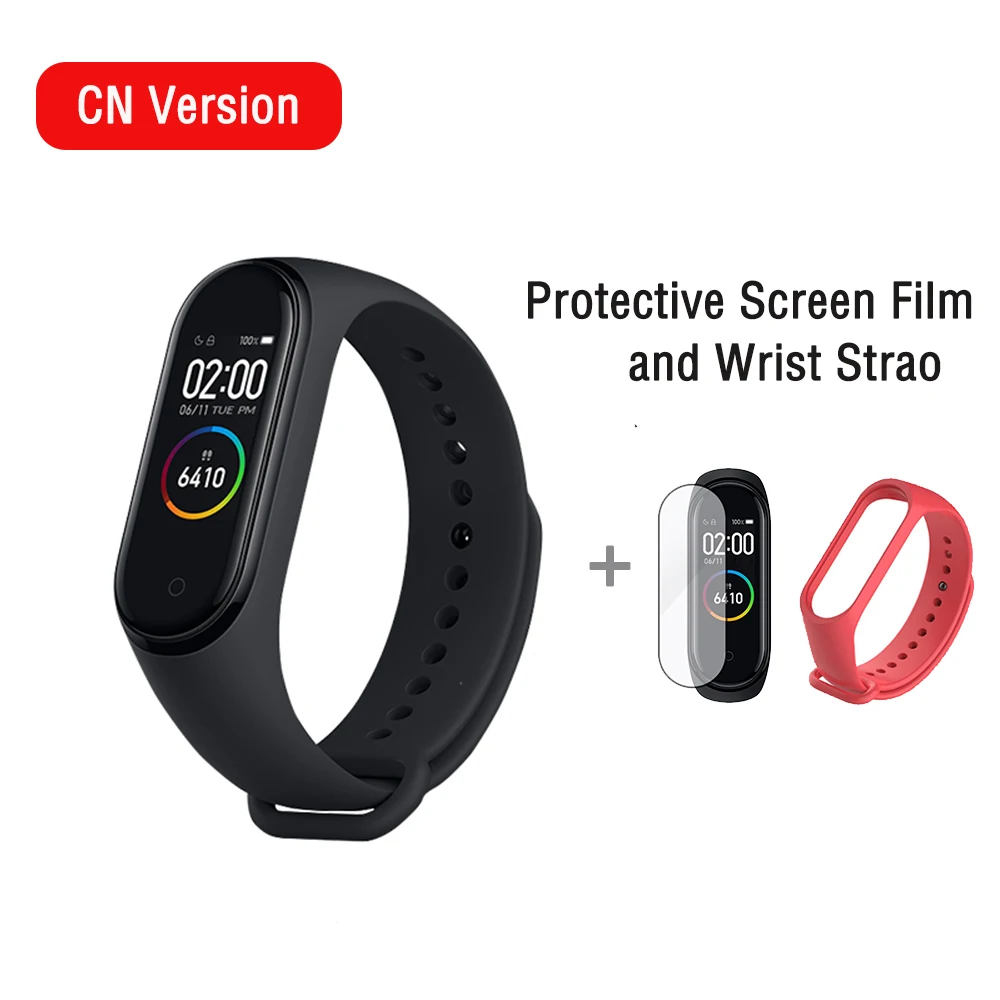Xiaomi mi Band 4 Smart mi band 3 Цвета экран браслет пульсометр фитнес музыка Bluetooth 50 м водонепроницаемый бандаж 4 - Цвет: with two4