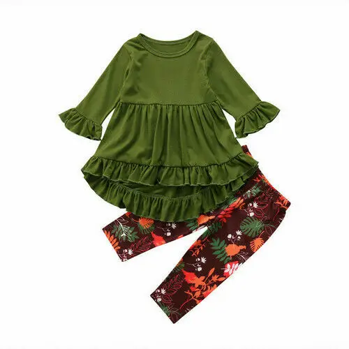 

Newborn Baby Toddler Kids Girls Long Sleeve Dress Leggings Outfit Set Clothes