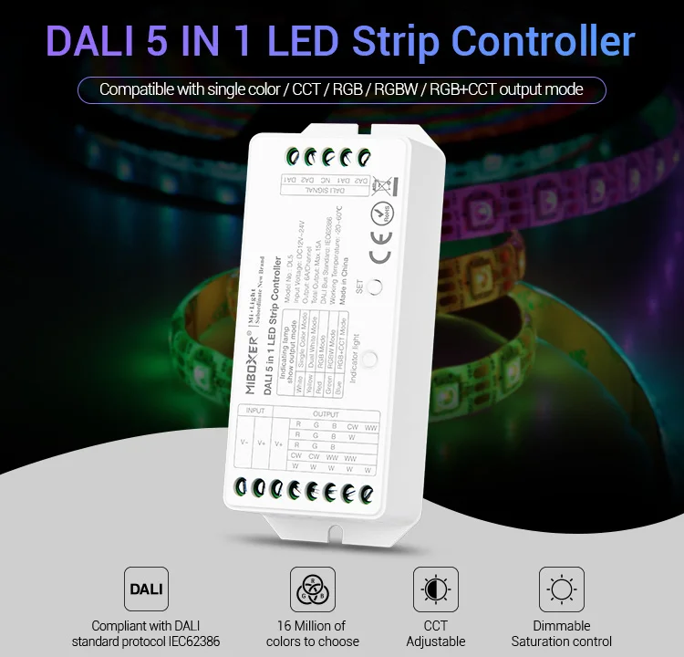 Новый контроллер светодиодных лент Mlight DALI 5 в 1 DP1 панель с регулируемой яркостью