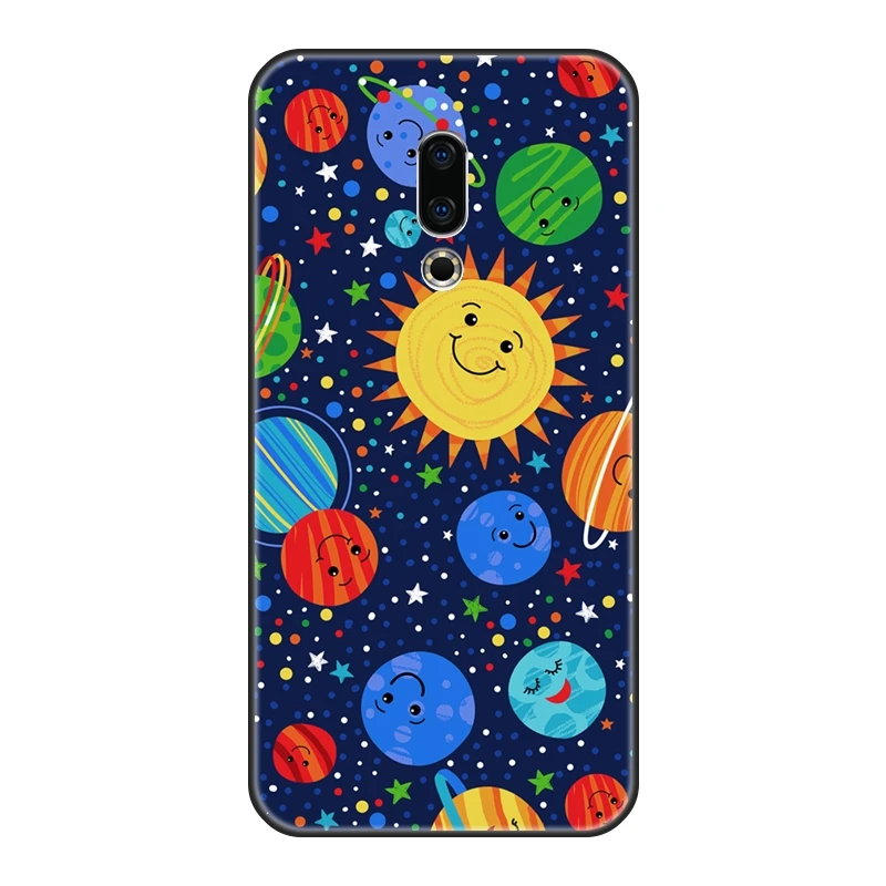 Силиконовый чехол для Meizu 15 Lite 16 Plus 16th 16x с изображением звезд космоса Луны черная