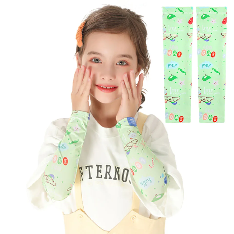 

Детские летние солнцезащитные шелковые рукава для защиты от УФ-лучей, дышащие впитывающие пот легкие накладки на руки