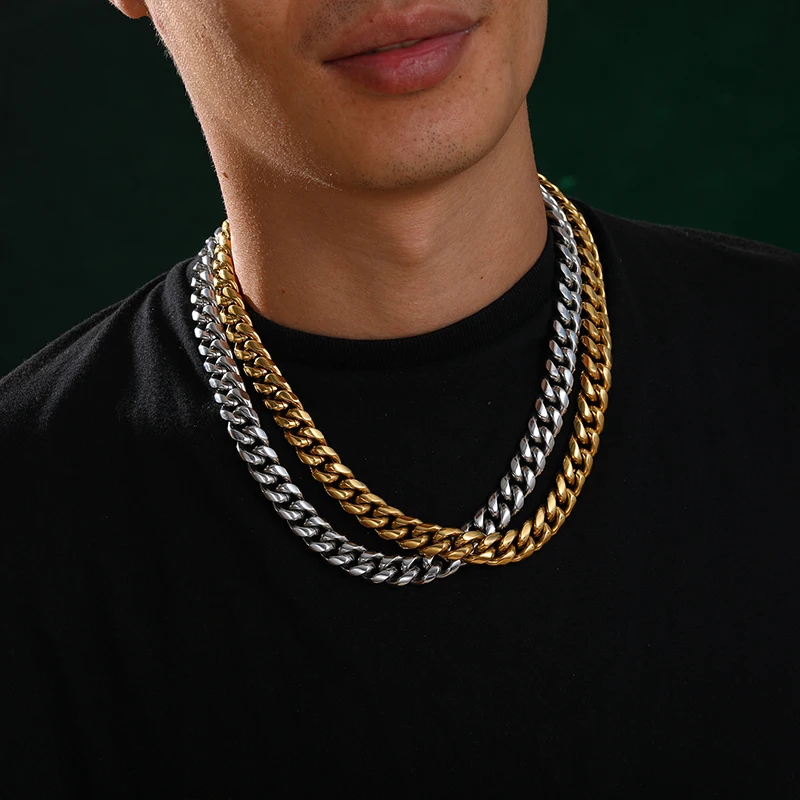 

Cuban Chain Selection Square Buckle Zirconia Top Quality Stainless steel Chain Hip Hop Jewelry Dropshipping