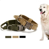 tactical dog pet collar adjustable military trainning dog collar with handle metal buckle outdoor hunting accessories