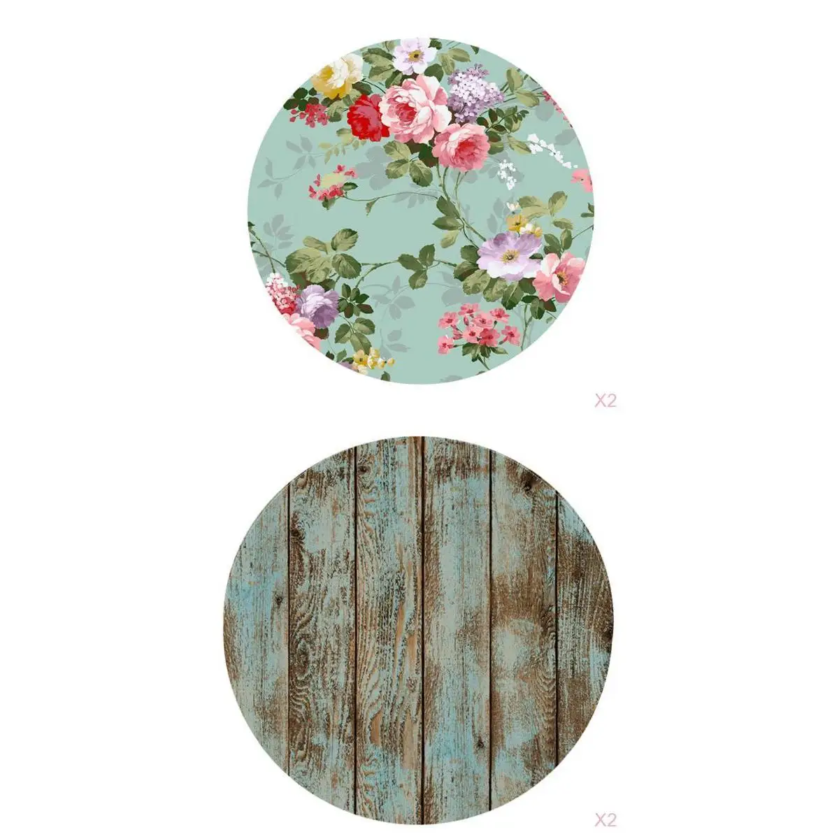2Pcs Table Cover Round Tablecloth Floral&ampShabby Wood Pattern Reusable Polyester Home Kitchen Decoration | Дом и сад