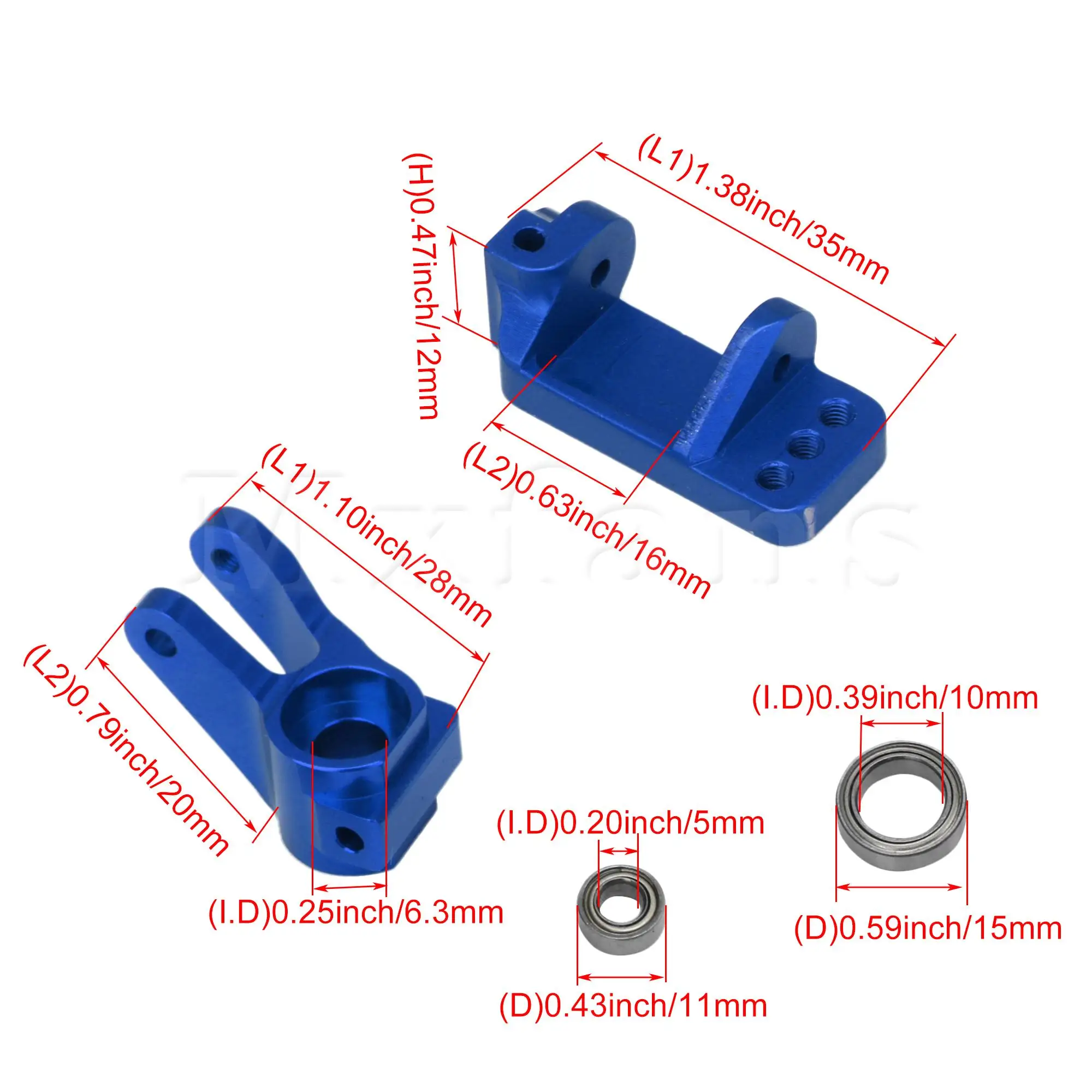 

Mxfans 4Pcs Navy Blue Caster Steering Block Kit Replacement for Traxxas RC 1:10