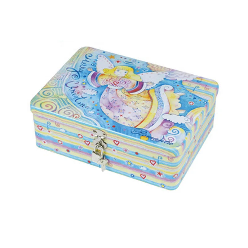 Жестяная коробка с замком маленькая для хранения железный чехол косметики