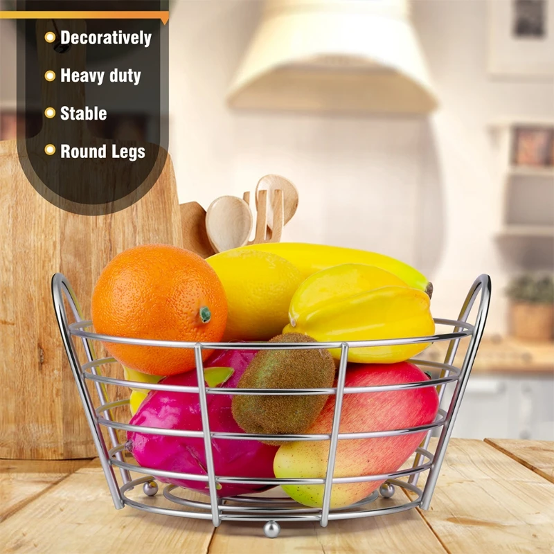 

Set of 3 Stainless Steel Napkin Holder Utensil Caddy Fruit Basket Kitchen Home