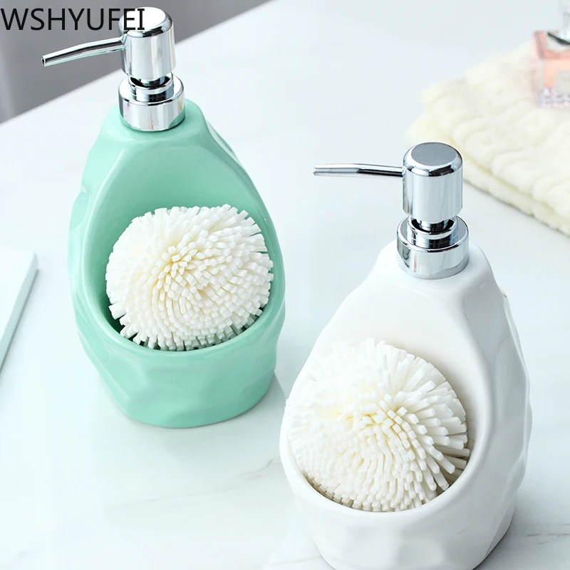 

New fashion ceramic dual-use lotion bottle Press type Portable shower gel storage bottle Hotel home bathroom decoration WSHYUFEI