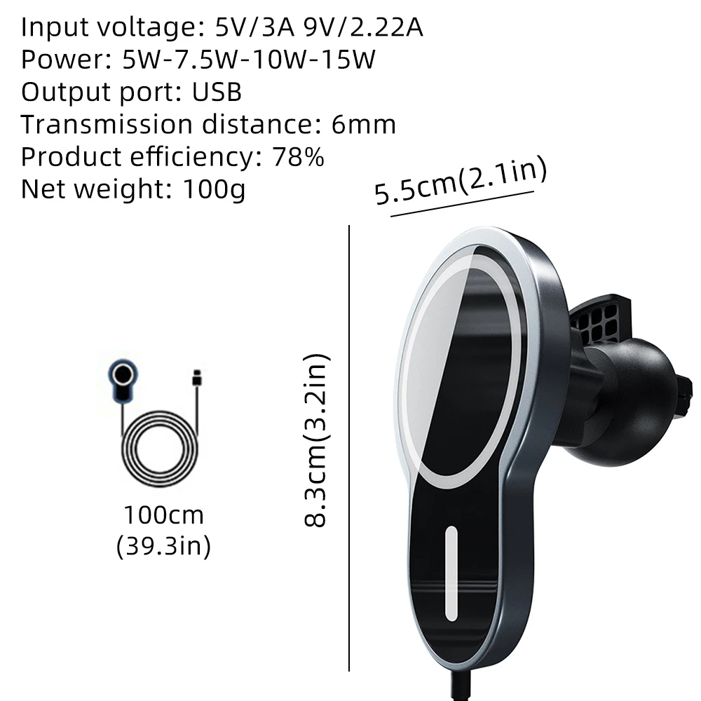 

15W Wireless Car Magnetic Charger Air Vent Phone Stand for iPhone 12 Pro Max 12 Mini Fast Magnetic Charging Holder Car Charger