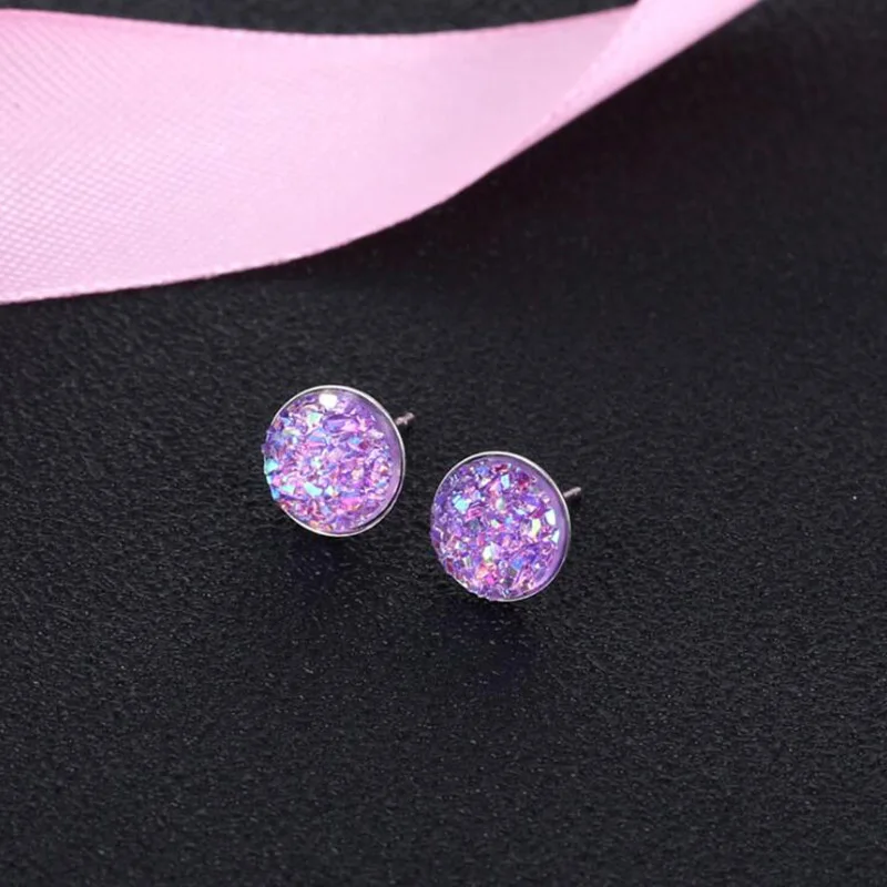 Серьги гвоздики Druzy Drusy 12 цветов для женщин и мужчин в Корейском стиле настоящие 925
