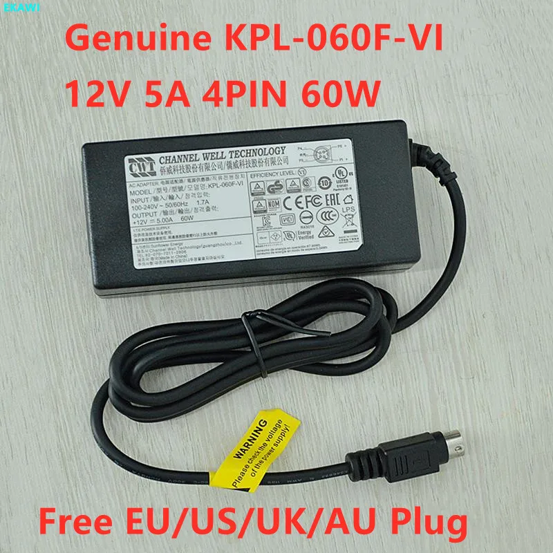 Оригинальный кВт KPL 060F VI 12V 5A 4PIN 60 Вт Мощность адаптер переменного тока для HIKVISION