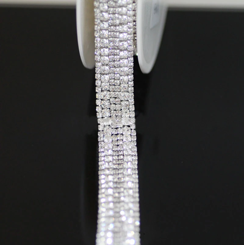 1/2 ярдов серебристые белые высококачественные широкие стразы стеклянные с