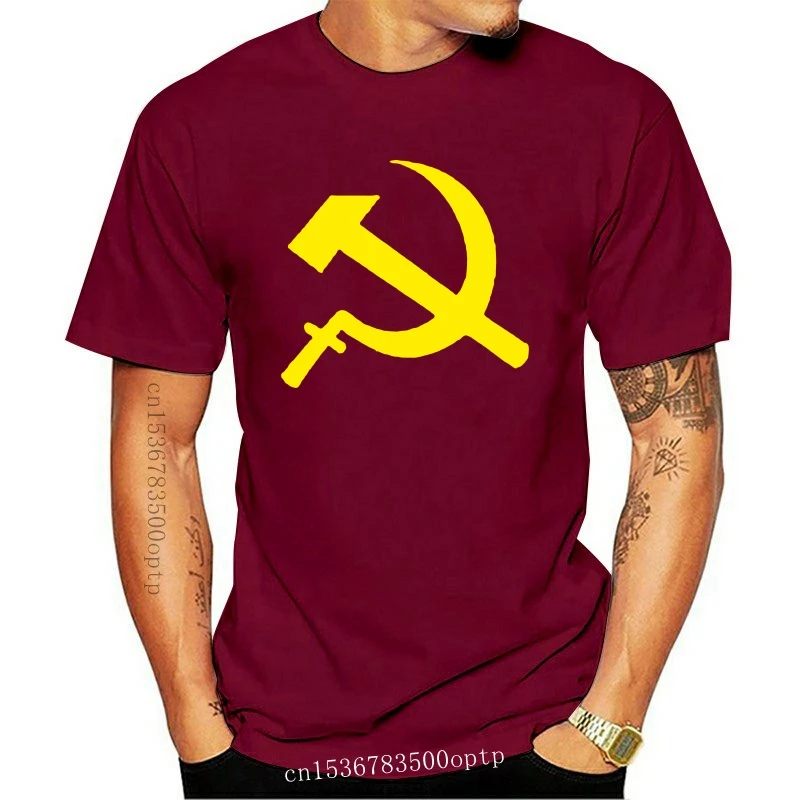 

New Hammer And Sickle CCCP Soviet USSR Long Sleeved Mens Loose Fit Cotton T-Shirt