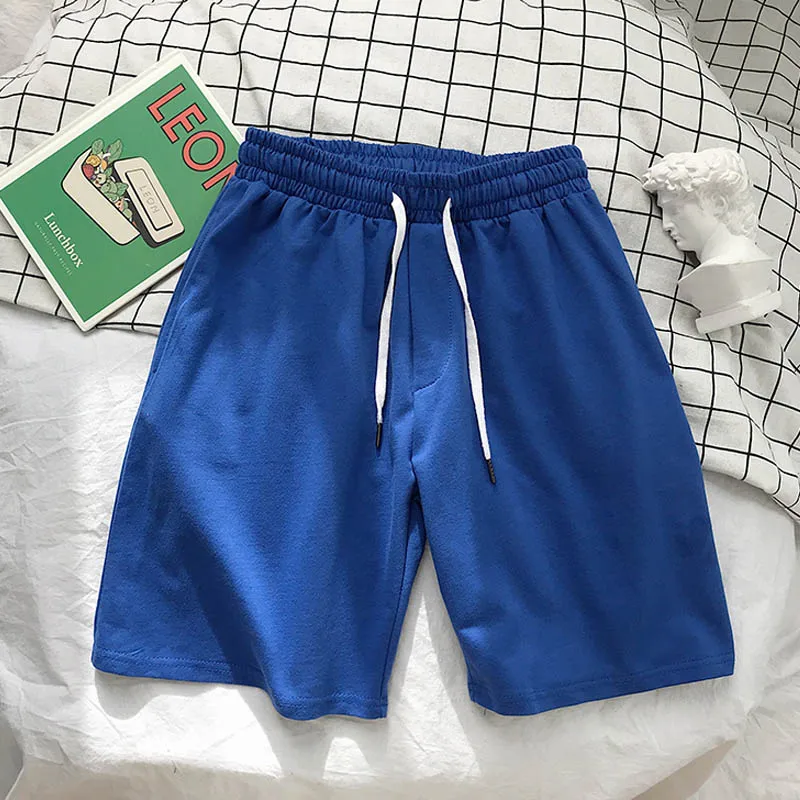 

Korean Fashion Loose Summer Cotton Solid Casual Shorts Black Blue Gray Green White