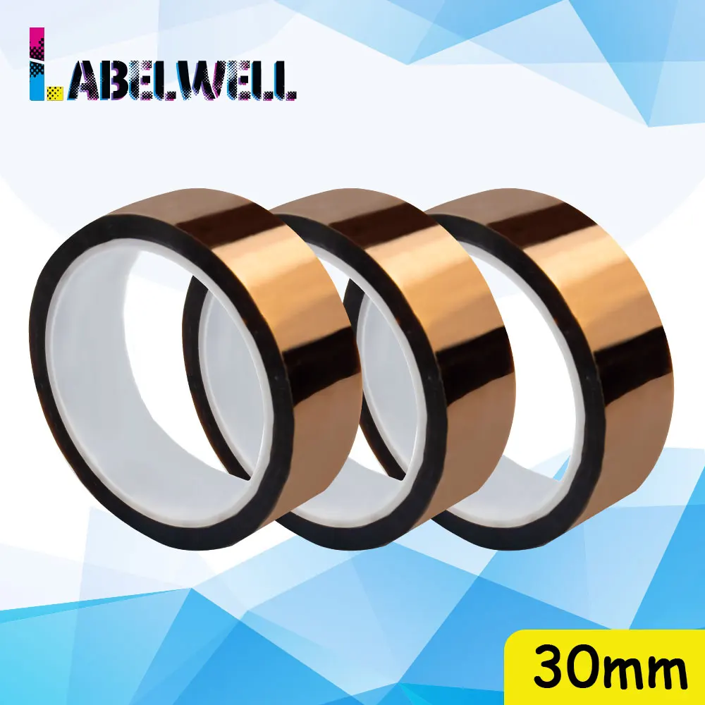 

Labelwell 3 шт 30 мм Kapton лента с полиимидный материал для высокой термостойкости 33 м длина Промышленная лента изоляция