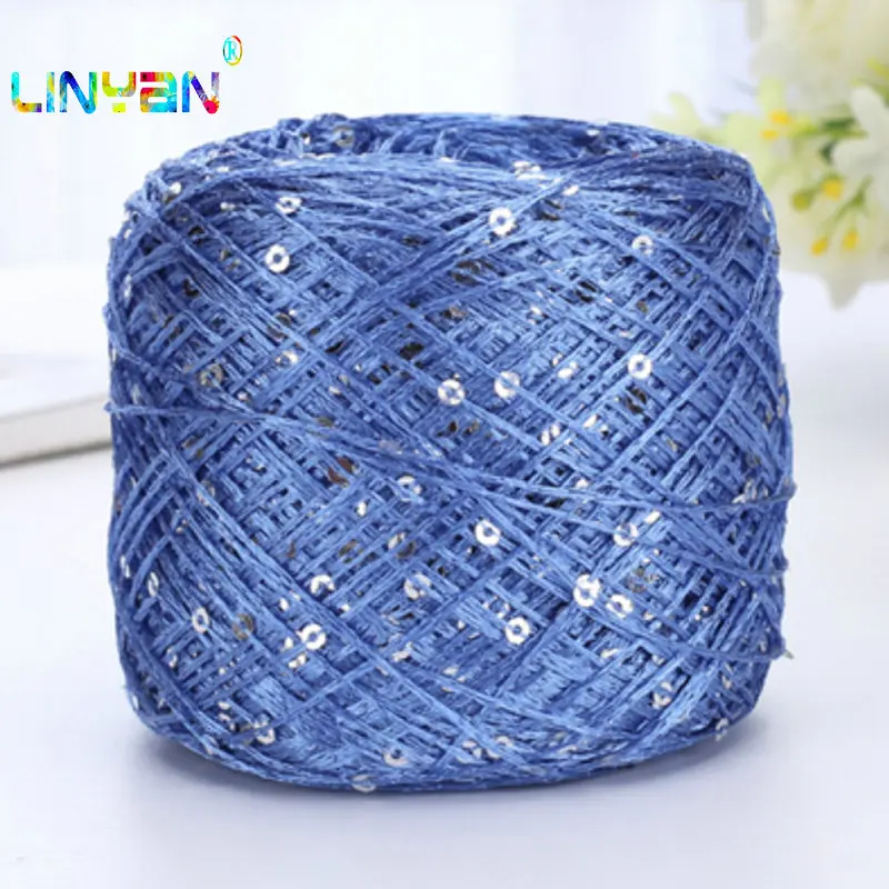 100 г * 3 шт. цветная тонкая нитка для вязания крючком блестящая пряжа с блестками