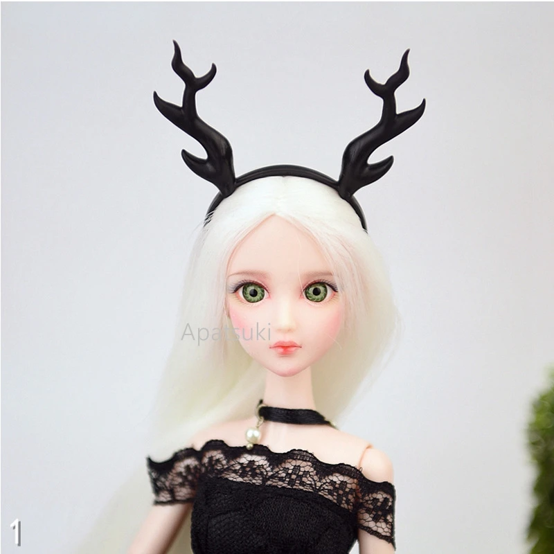 Повязка на голову черная с симпатичными ушками тиара для Барби пластмассовые