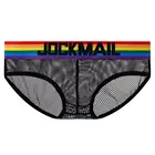 Трусы-брифы JOCKMAIL мужские, хлопковые пикантные дышащие трусы, сетчатые Прозрачные шорты, нижнее белье для геев