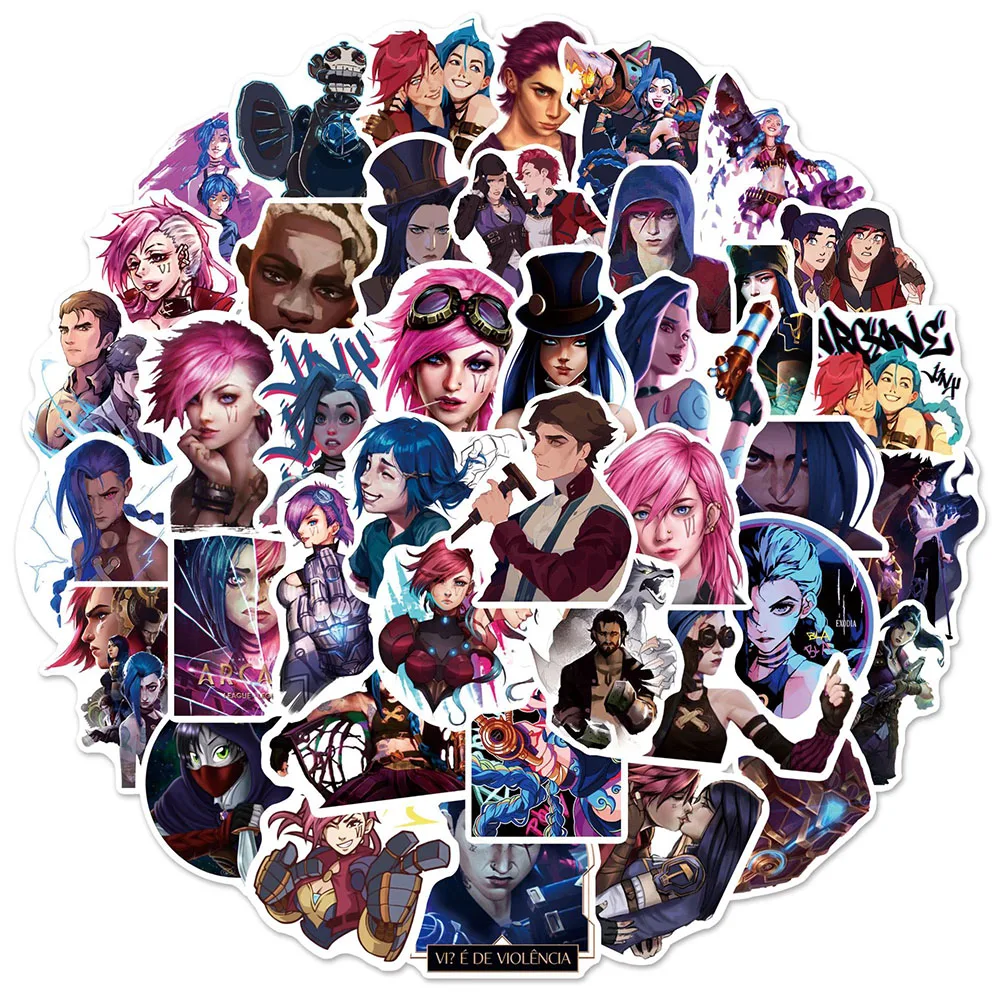 103050pcs cool cartoon anime arcane game stickers decals diy skateboard laptop motorcycle phone bike car sticker for kids toy free global shipping