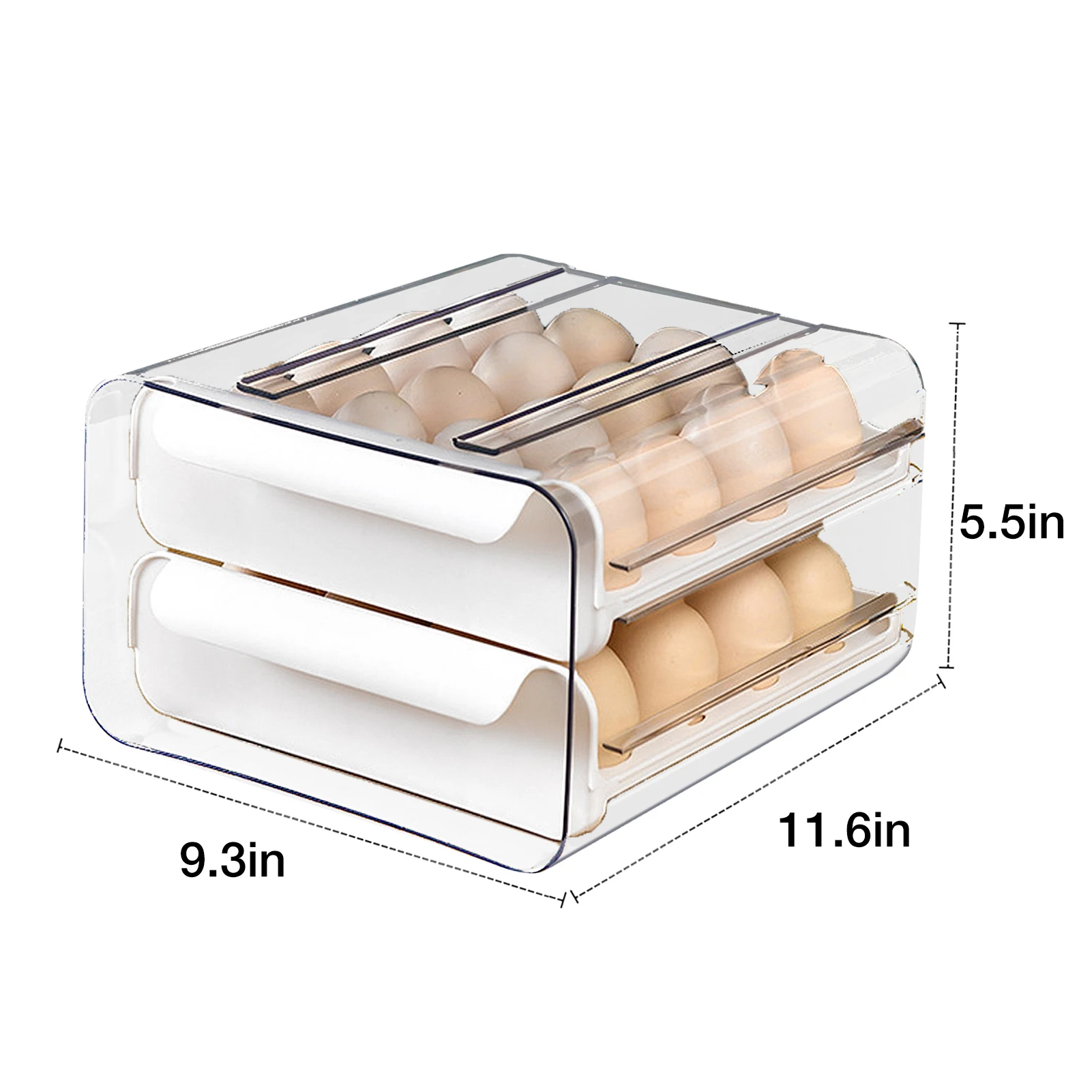 

32 Grid Large Capacity Egg Holder Household Double-Layer Egg Storage Box Drawer Type Kitchen Refrigerator Storage