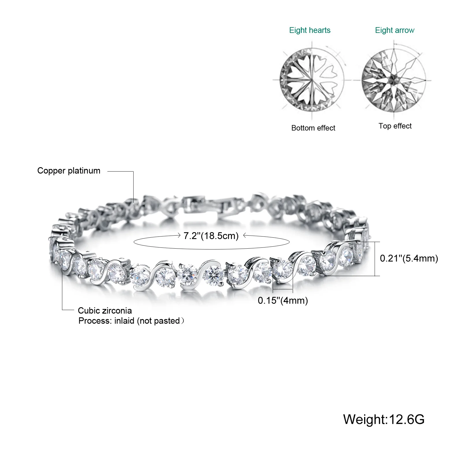 

Hemiston Simple Trend Beautiful Green Purple Round Zircon Silver Plated Girl Bracelet Gift