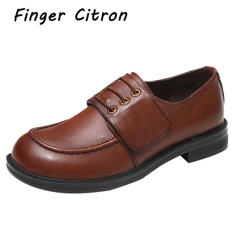 

Женские лоферы из натуральной коровьей кожи, с круглым носком и резиновой подошвой, размер 35-41