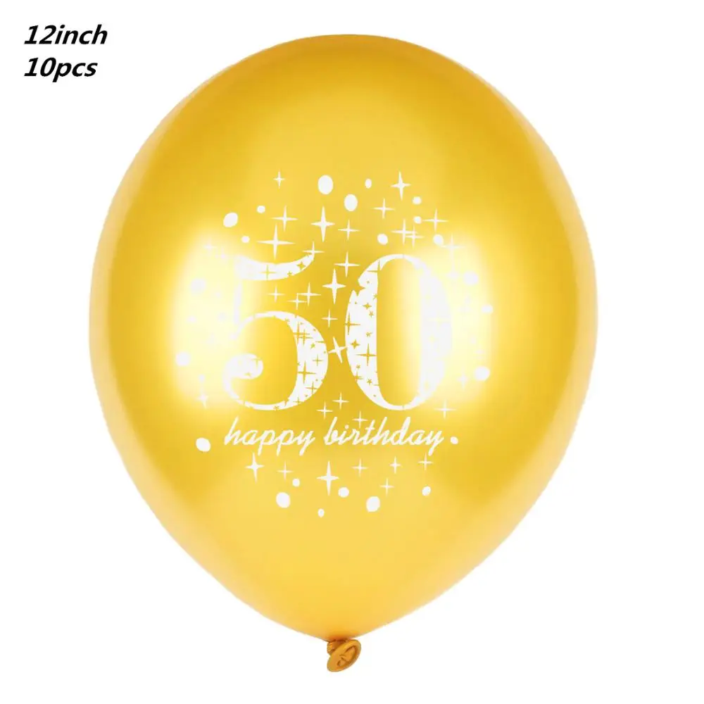 10pcs gold 50 1" Золотые латексные воздушные шары черные 30 40 50 60 70 лет с днем рождения украшения для взрослых воздушные шары Cumpleanos Globos Balony - Цвет: 10pcs gold 50