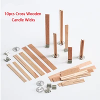 10pcs 5inch cross wooden candle wicks with sustainer tab candle wick core for diy aroma candle making supply soy wax wick