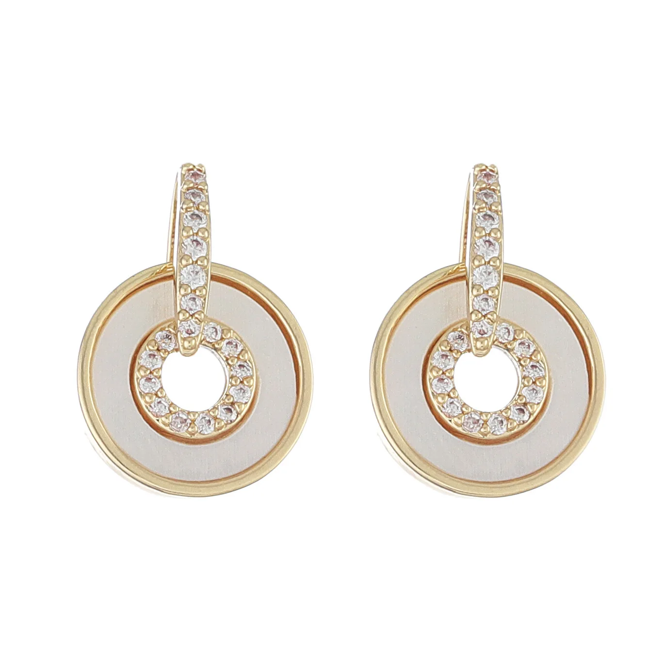 

Ins Hot Sale 2021 New Arrival Cubic Zircon CZ Stud Earrings for Women 14k Gold Plated Shell Geometric Earrings
