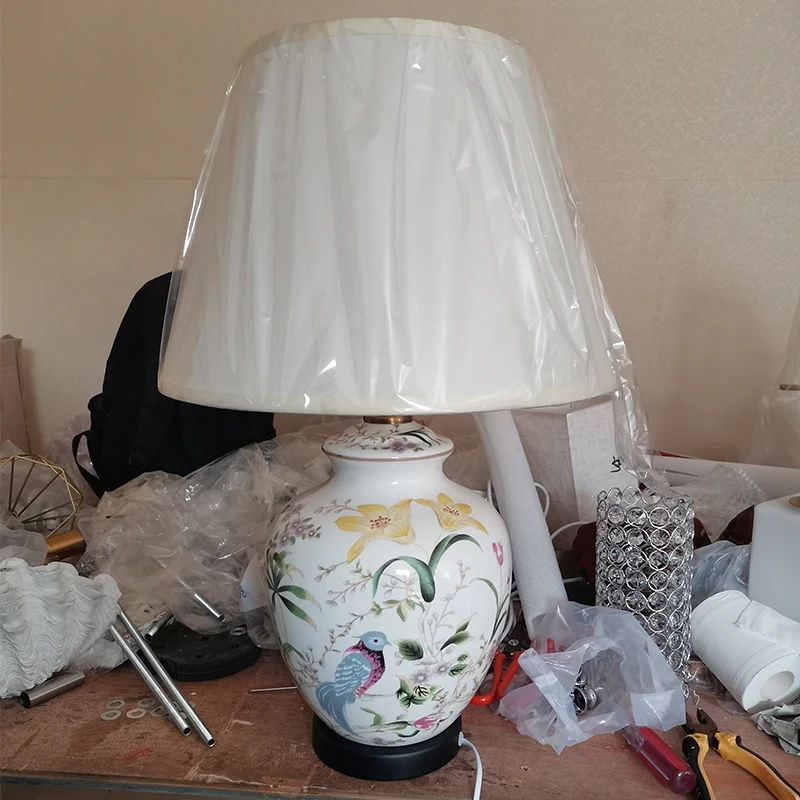 Винтажные Керамические Большие Настольные лампы 40 х65 см настольные с цветочным и