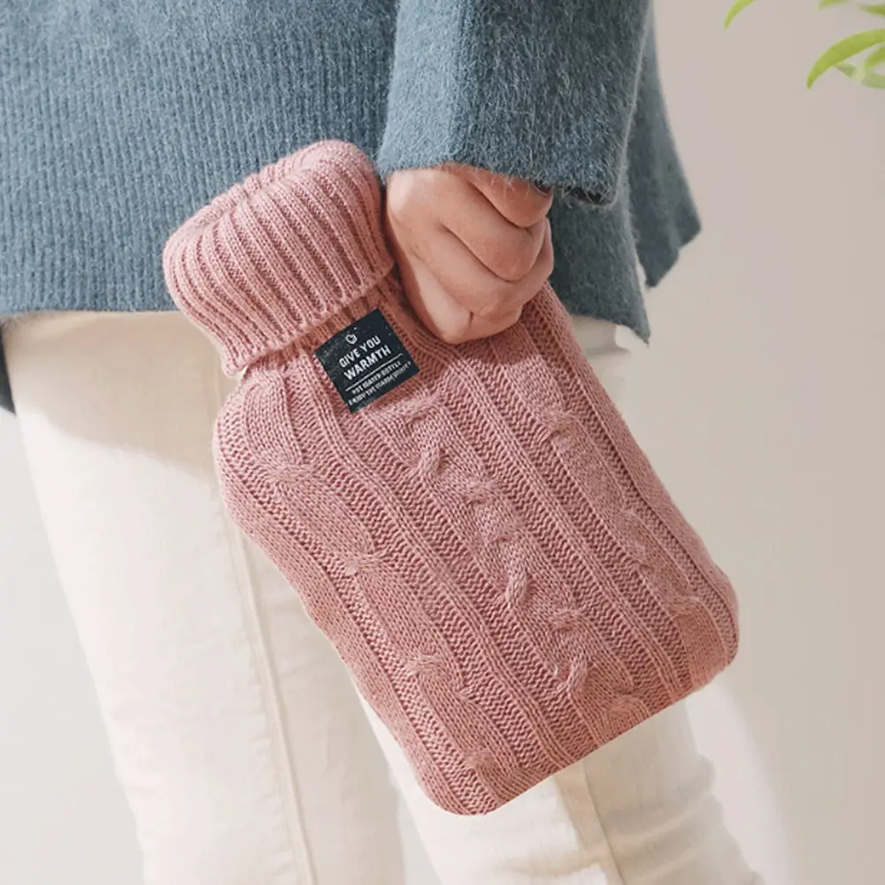 2000 мл бутылка для горячей воды однотонная ПВХ силиконовая Мягкая вязаная крышка