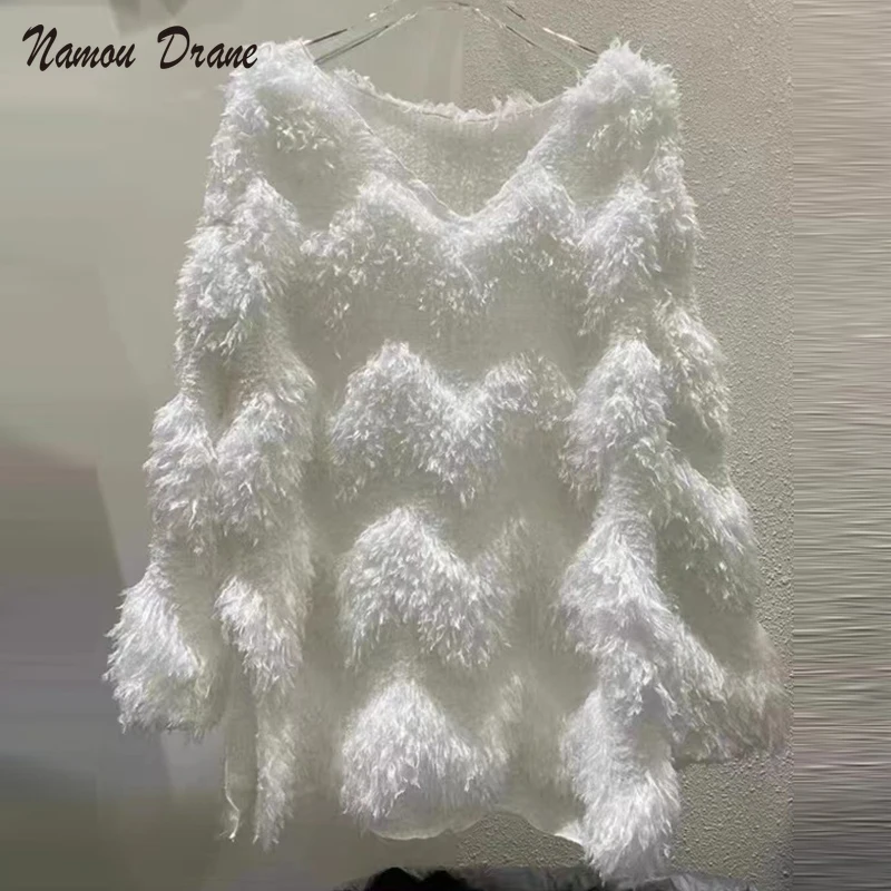 

Namou Drane 2021 Autumn and Winter Korean Version of The New Foreign Style V-neck Knit Sweater Women's Design Sense Niche Tops