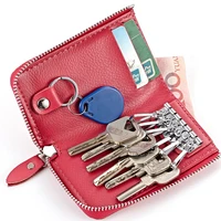 fashion simple key holder genuine leather wallet unisex solid key wallet organizer bag housekeeper wallet card holder