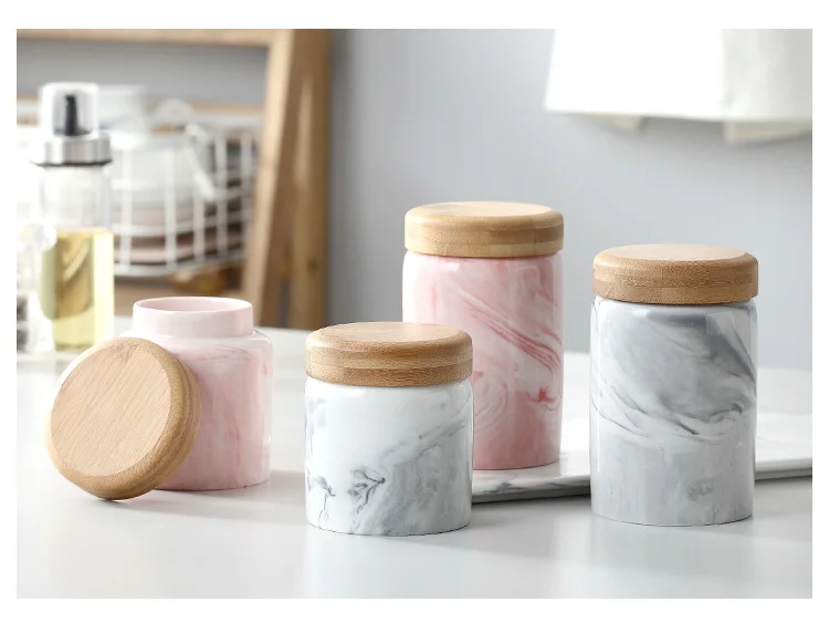 Originaliteit Marmer Graan Keuken Keramiek запечатать горшок Grof Granen Koffie Kruiden Opslagtank Met крышка Opslag Jar