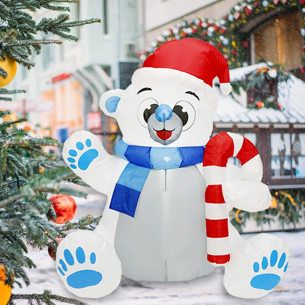 

1,2 м Рождественская надувная модель белого медведя, держатель конфет, тростник, светильник ка, сад, детские игрушки, новогодние украшения