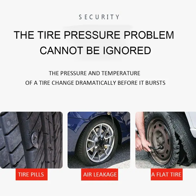 Солнечная Беспроводная TPMS автомобильная система контроля давления в шинах w/4 Внутренний датчик