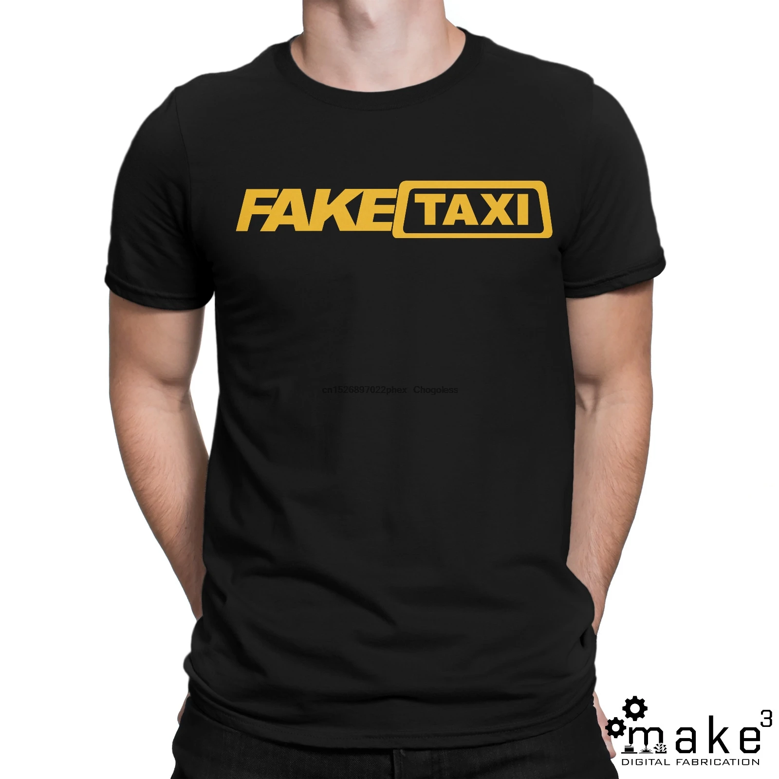 Футболка faketaxi (черно-белая футболка с имитацией такси) | Мужская одежда