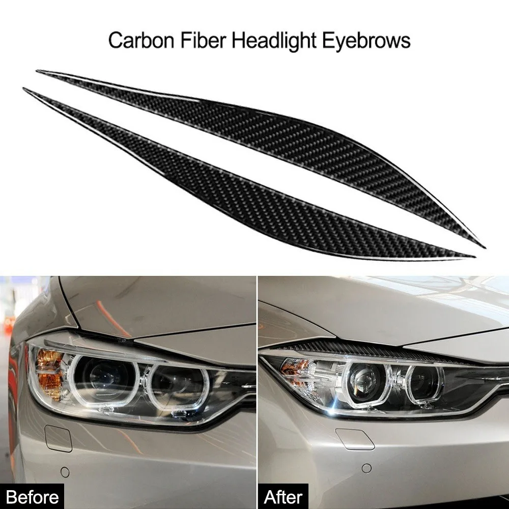 1 пара наклеек из углеродного волокна на переднюю фару брови веки для BMW F30 320i 325i 316i
